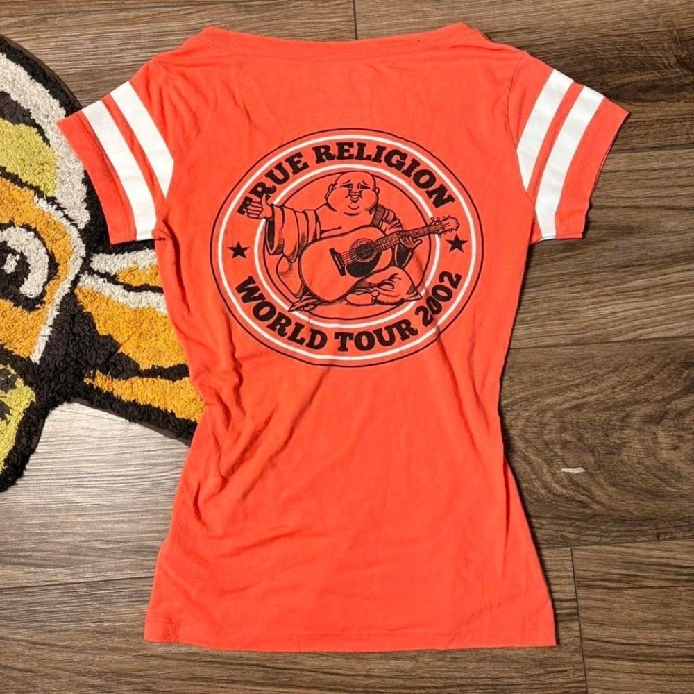 Y2K True Religion salmon orange baby tee Size XXS  (0228)